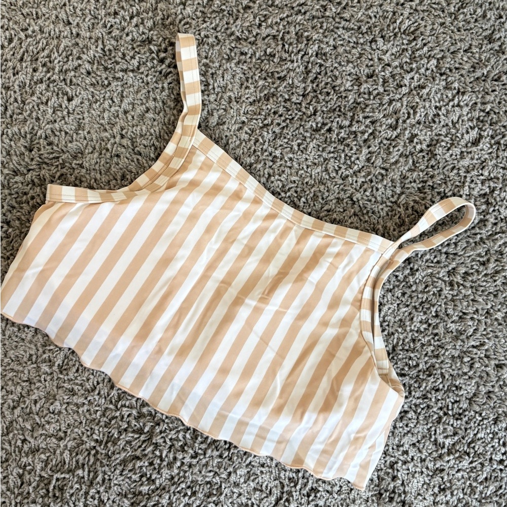 BRAND NEW Hollister Striped Beige and White Bikini Top